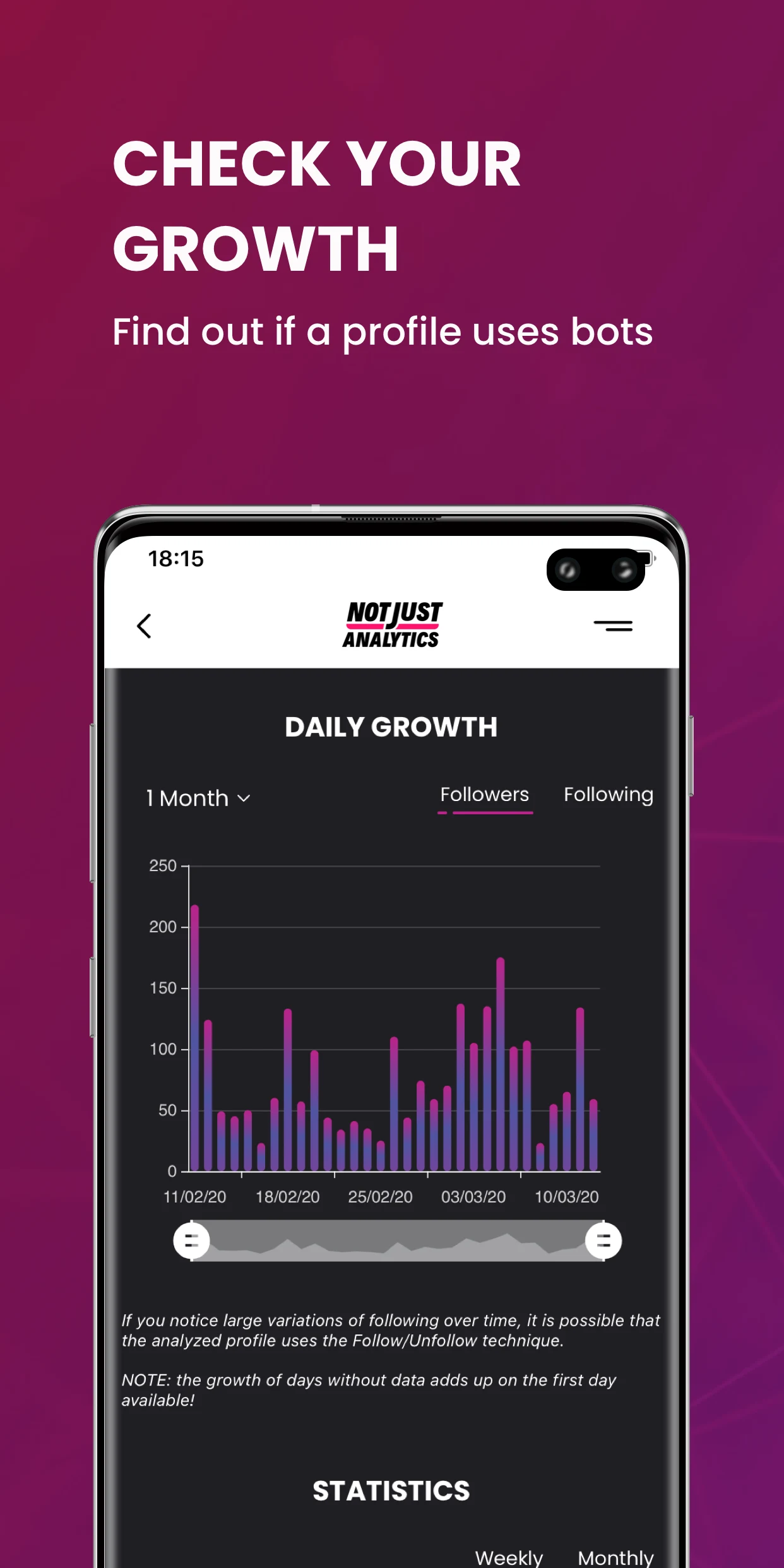 NotJustAnalytics - Followers & screenshot