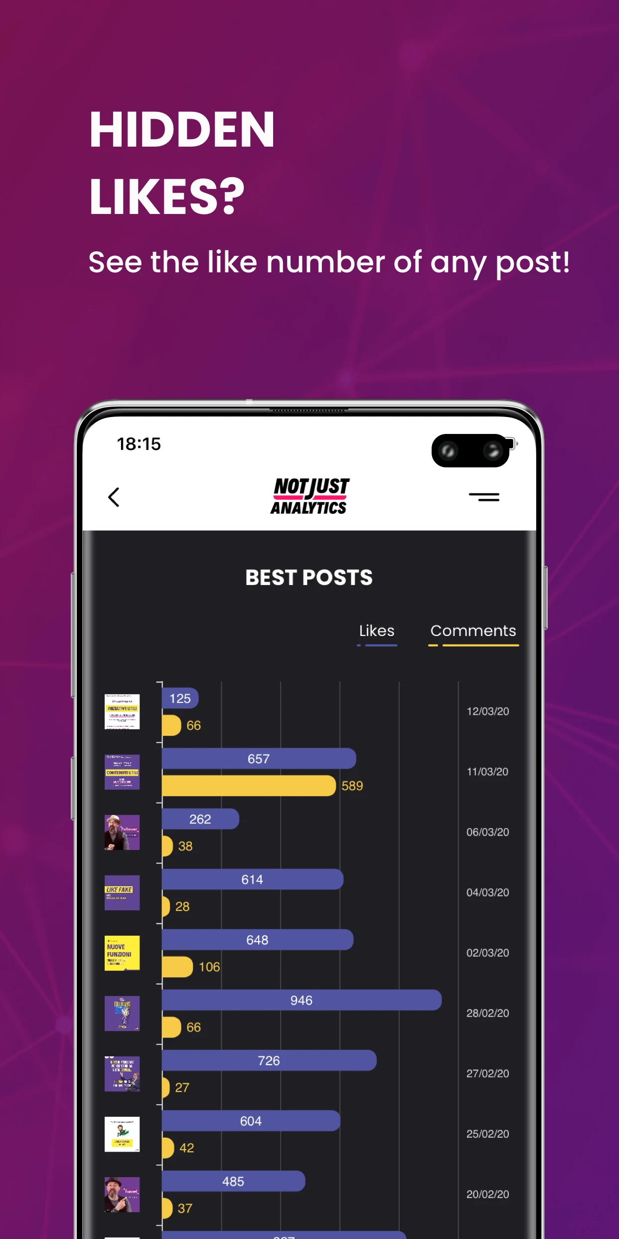 NotJustAnalytics - Followers & screenshot